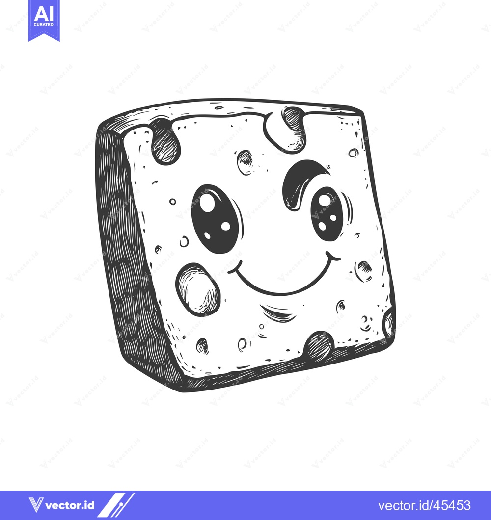 Premium Vector dari Hand-drawn Illustration of a Smiling Cheese Cube