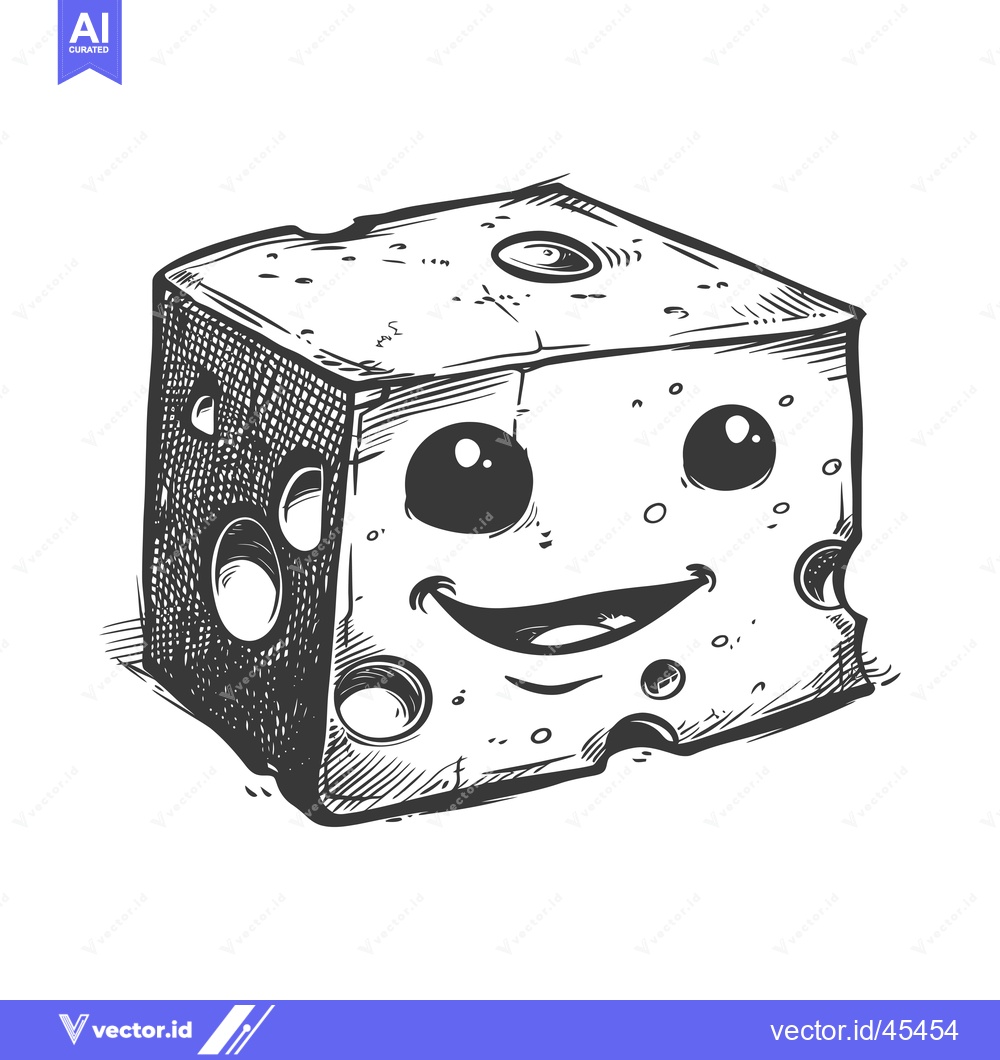 Premium Vector dari Hand-drawn Illustration of a Smiling Cheese Cube