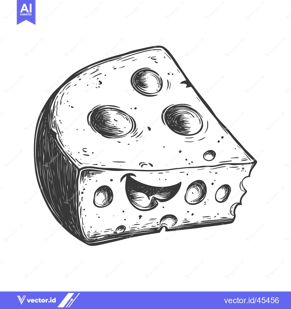 Premium Vector of Hand-drawn Illustration of a Smiling Cheese Wedge