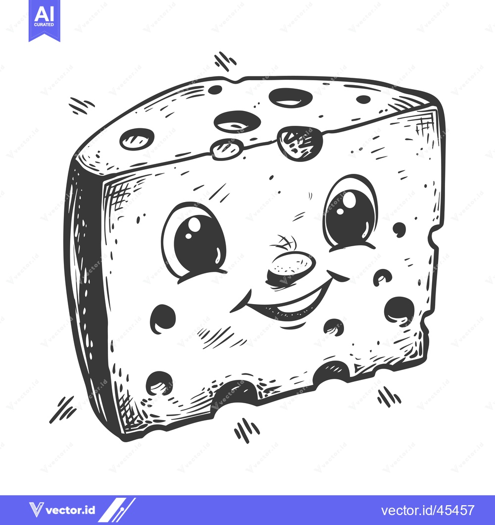 Premium Vector dari Hand-drawn illustration of a smiling cheese wedge with holes