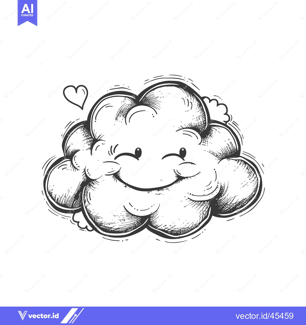 Premium Vector dari Hand-drawn illustration of a smiling cloud with a heart