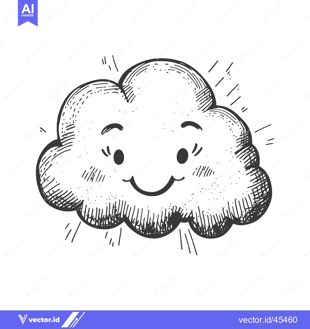 Premium Vector dari Hand-drawn Illustration of a Smiling Cloud with a Simple Facial Expres