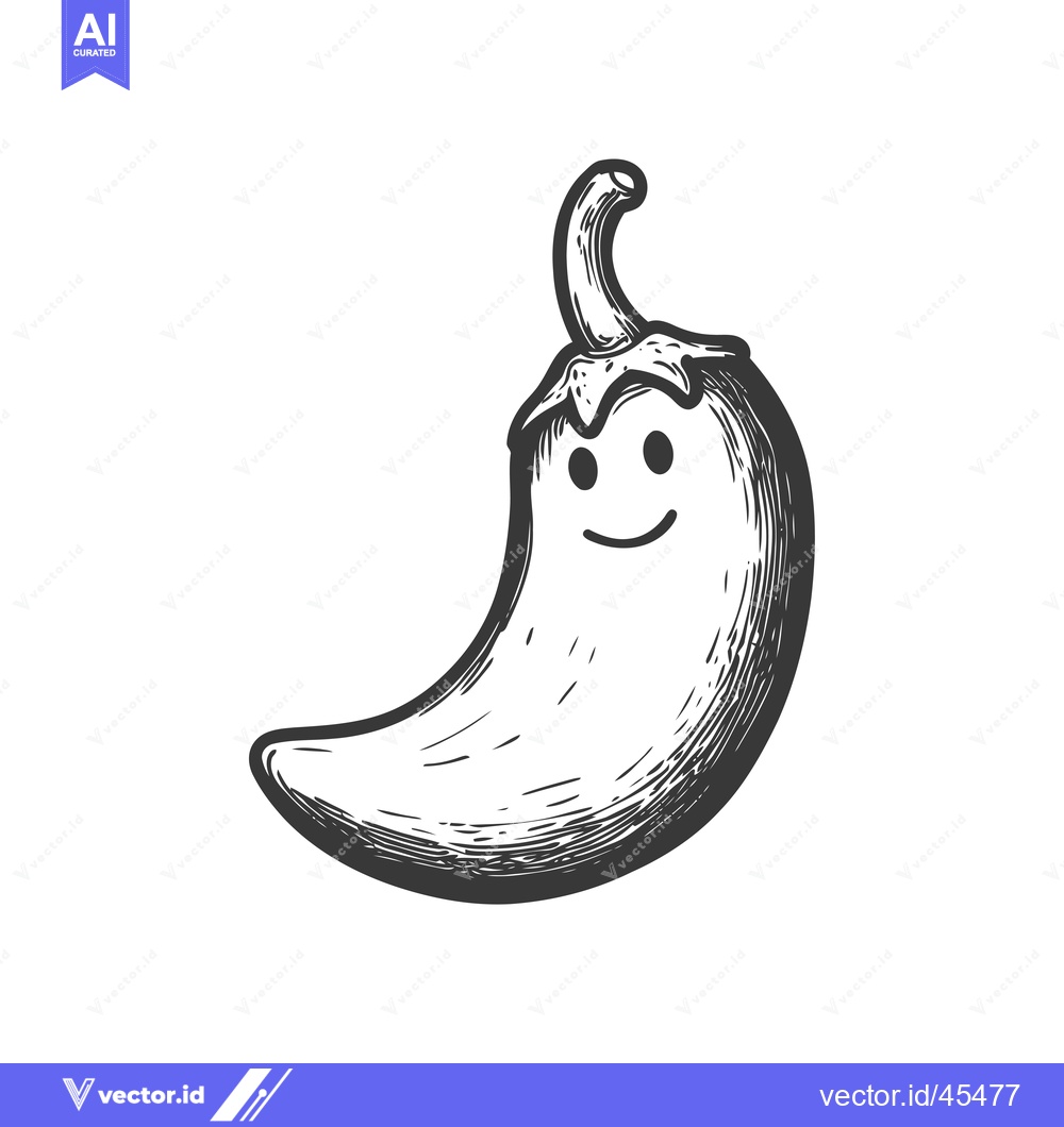 Premium Vector dari Hand-Drawn Illustration of a Smiling Green Pepper