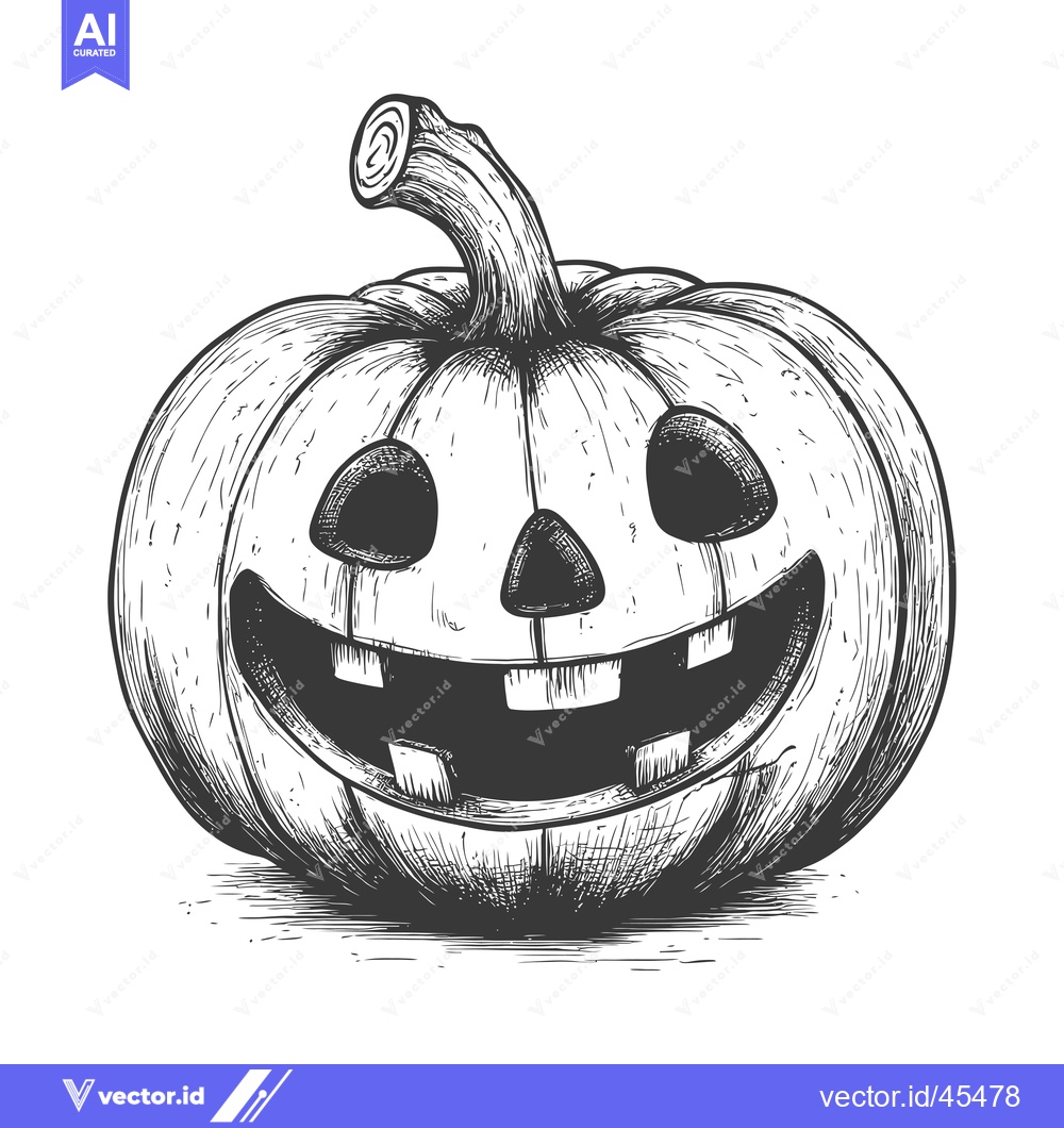 Premium Vector dari Hand-drawn illustration of a smiling jack-o'-lantern pumpkin