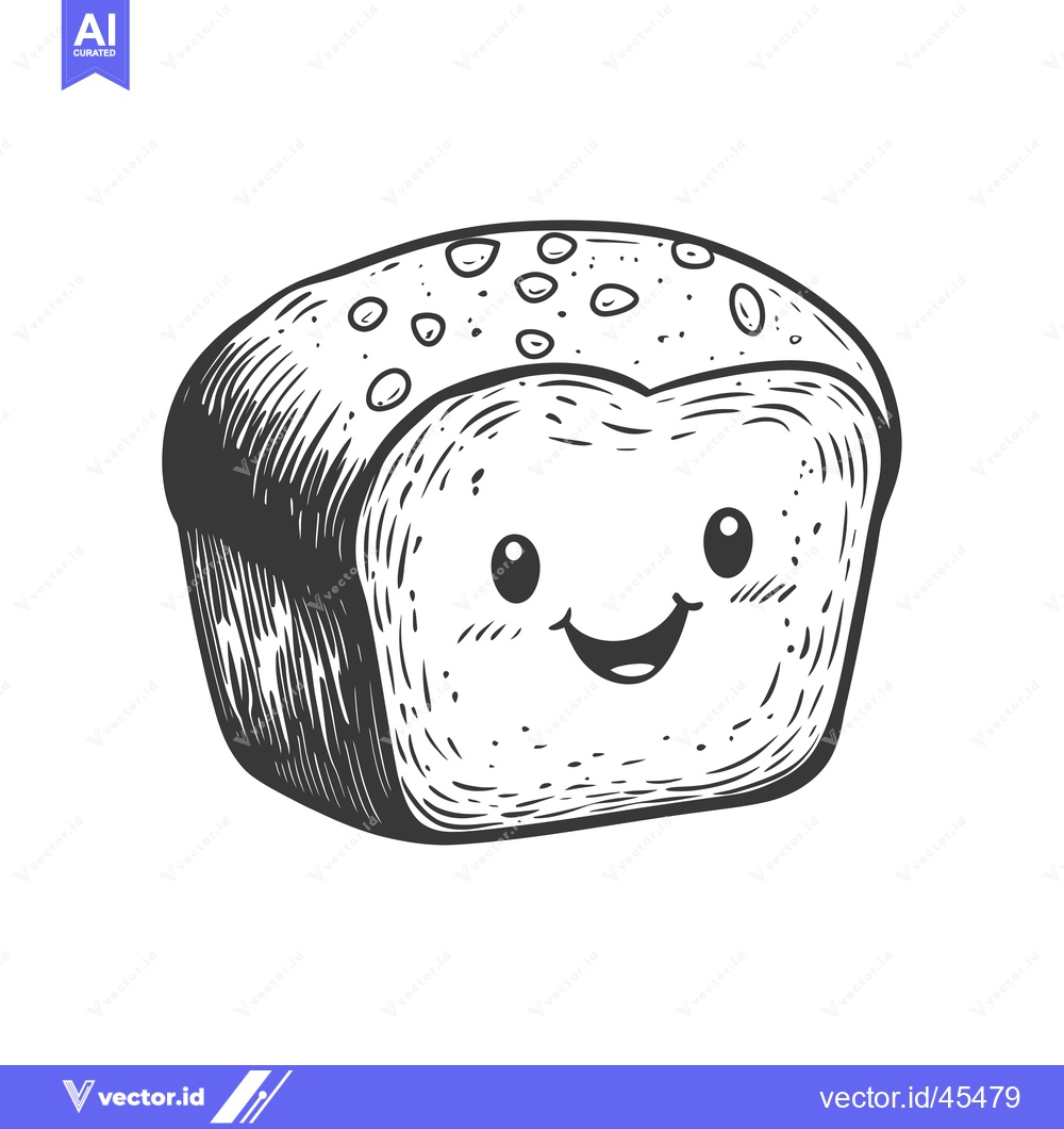 Premium Vector of Hand-drawn Illustration of a Smiling Loaf of Bread
