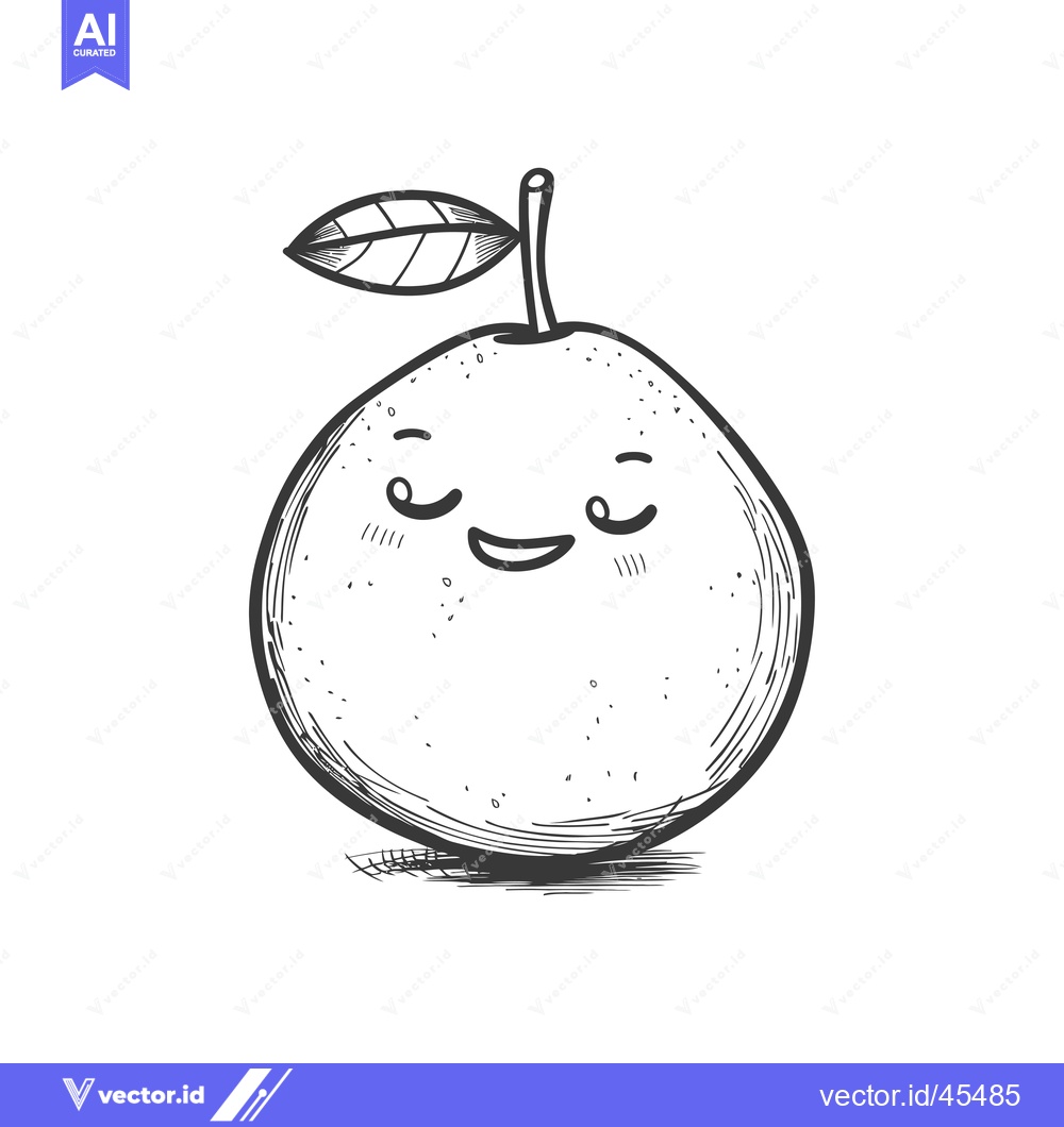 Premium Vector of Hand-drawn Illustration of a Smiling Orange with a Leaf
