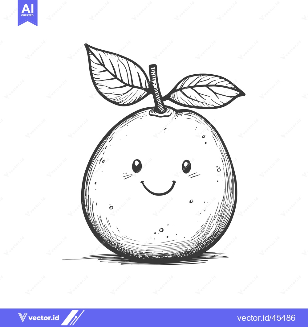Premium Vector dari Hand-drawn Illustration of a Smiling Orange with Leaves