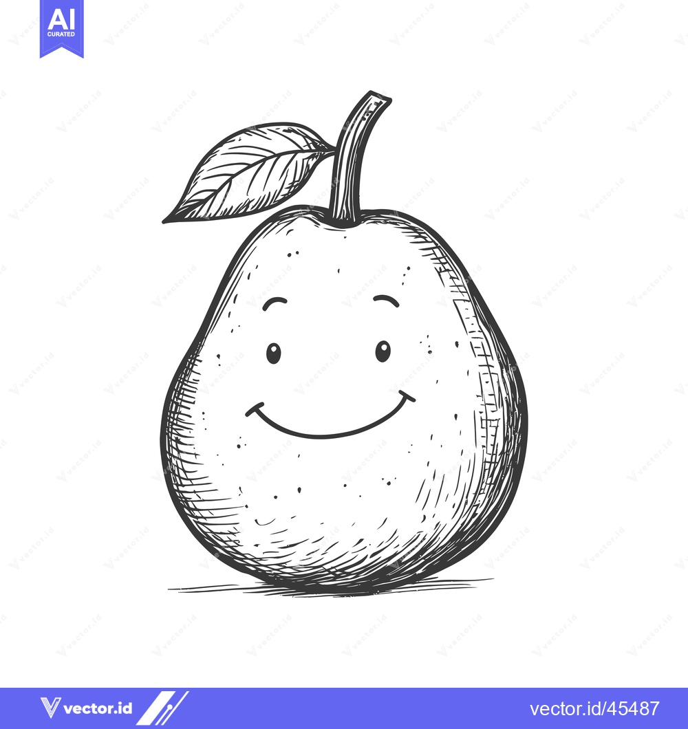 Premium Vector dari Hand-Drawn Illustration of a Smiling Pear with a Leaf