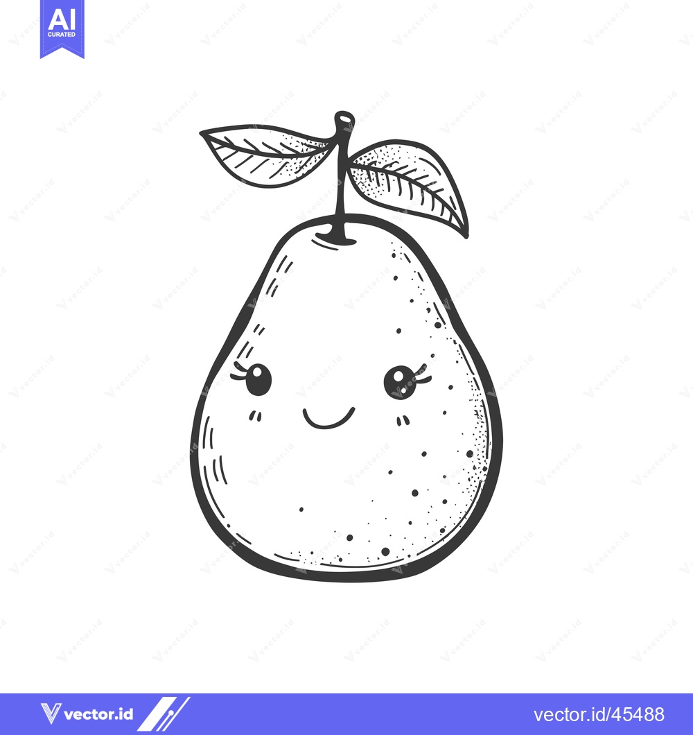 Premium Vector dari Hand-drawn Illustration of a Smiling Pear with Leaves