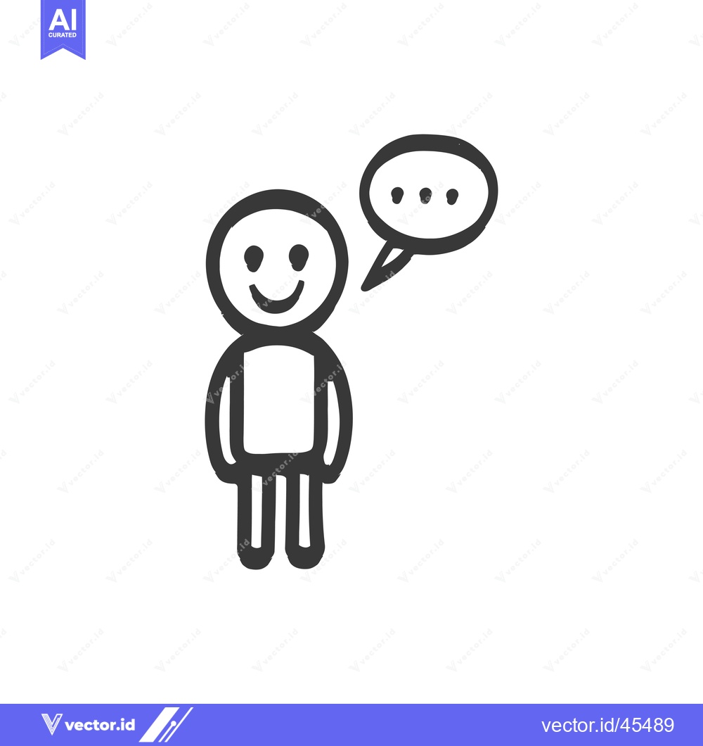 Premium Vector dari Hand-drawn illustration of a smiling person with a thought bubble