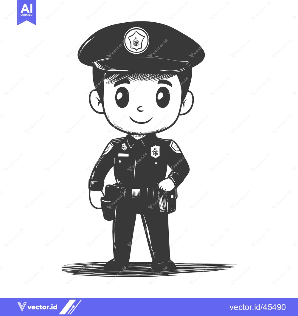 Premium Vector of Hand-drawn illustration of a smiling police officer in uniform