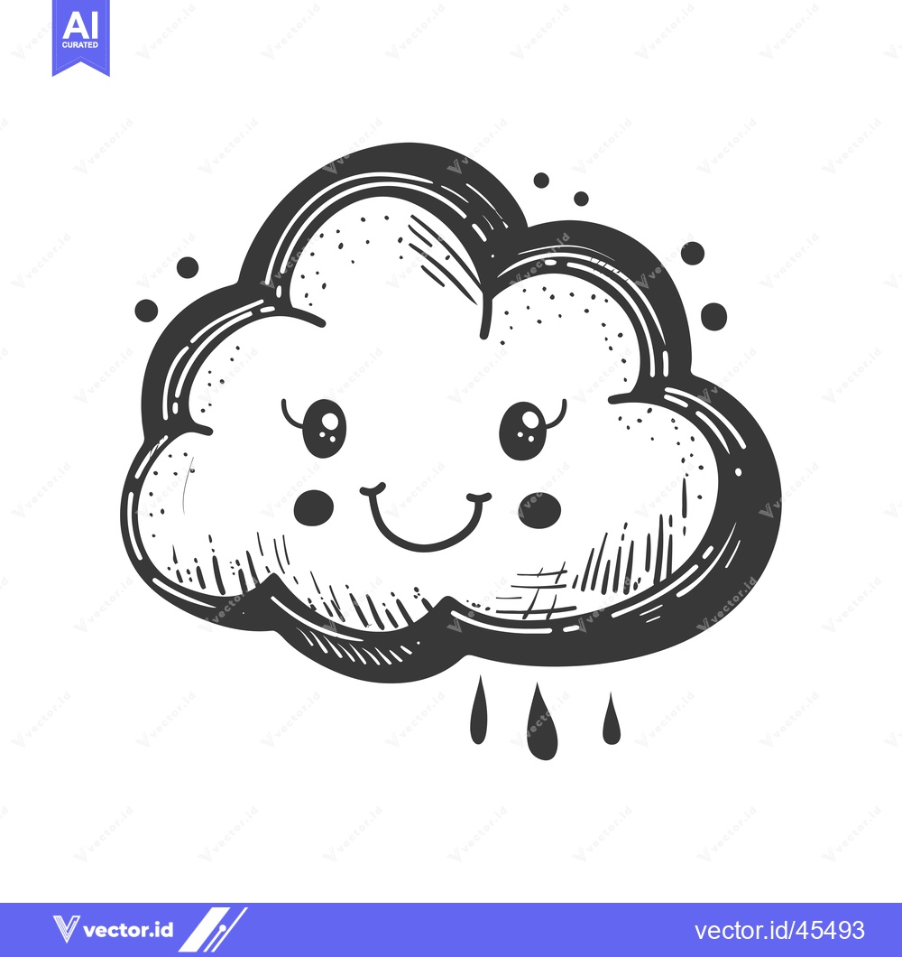 Premium Vector dari Hand-drawn Illustration of a Smiling Rain Cloud