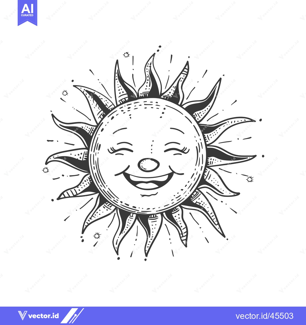 Premium Vector dari Hand-Drawn Illustration of a Smiling Sun with Rays