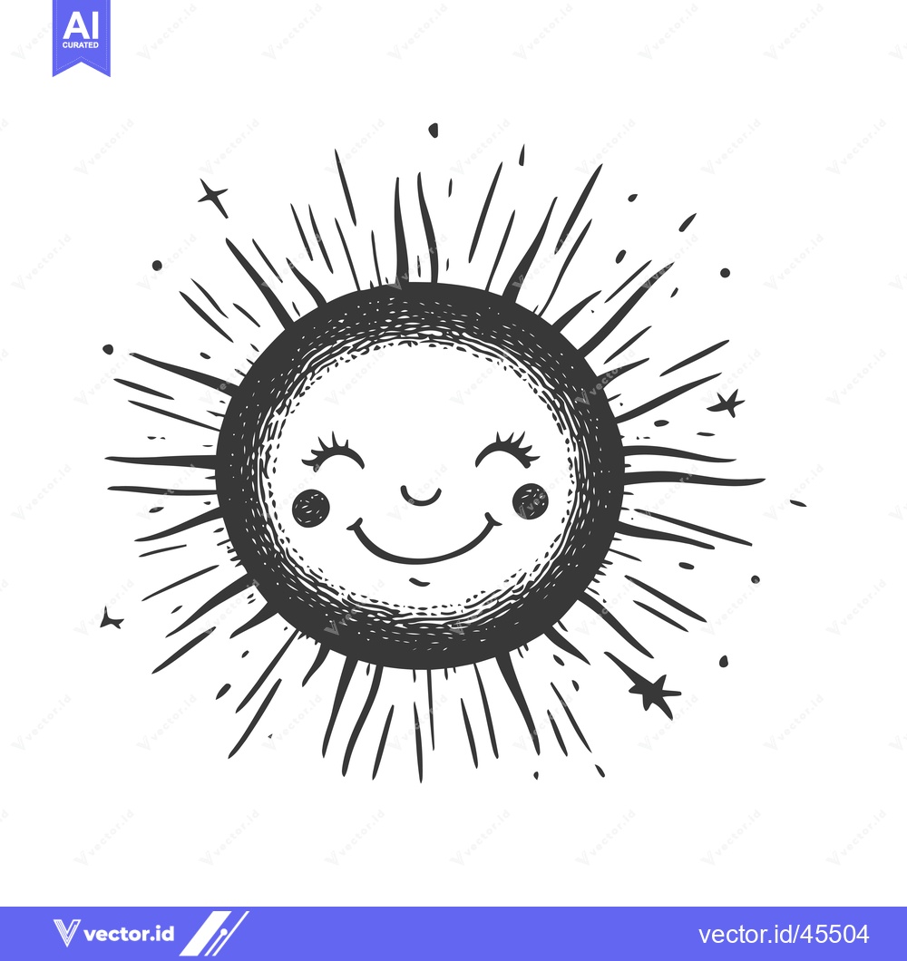 Premium Vector of Hand-drawn illustration of a smiling sun with rays