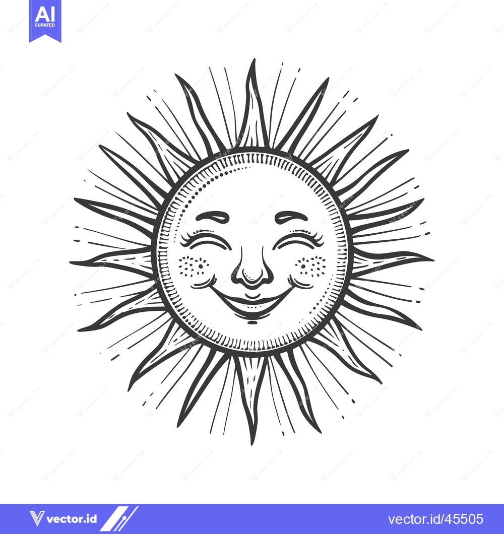 Premium Vector dari Hand-drawn Illustration of a Smiling Sun with Rays