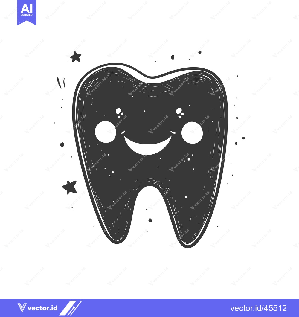 Premium Vector of Hand-Drawn Illustration of a Smiling Tooth with Stars