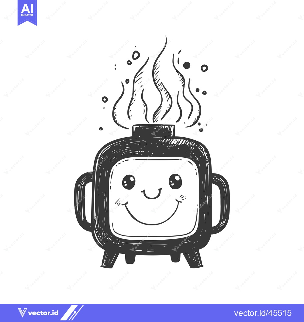Premium Vector dari Hand-drawn Illustration of a Smiling Wood Stove with Flames
