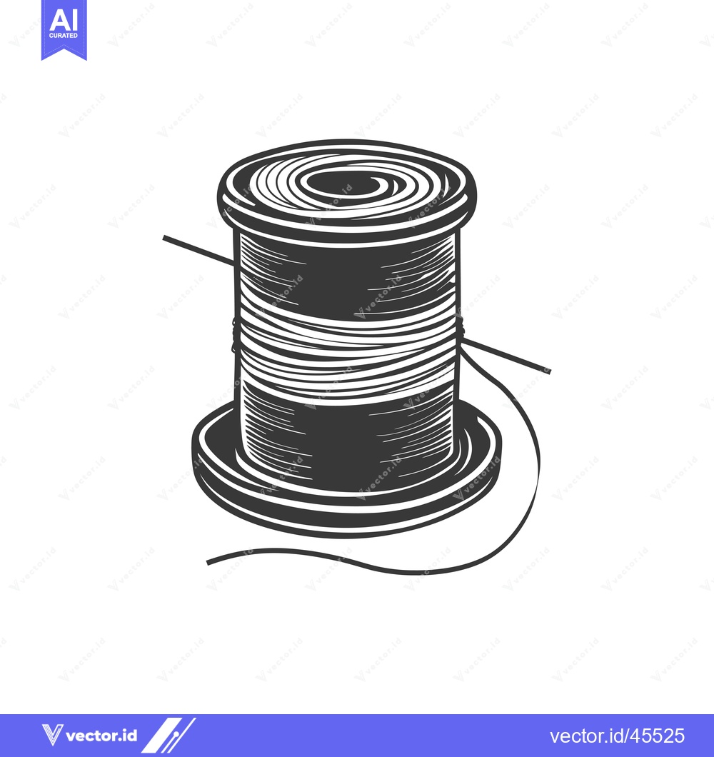 Premium Vector of Hand-drawn Illustration of a Spool of Thread with a Hanging Strand