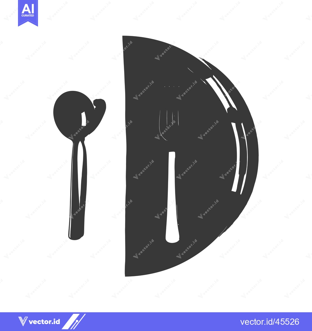 Premium Vector dari Hand-drawn illustration of a spoon, fork, and plate