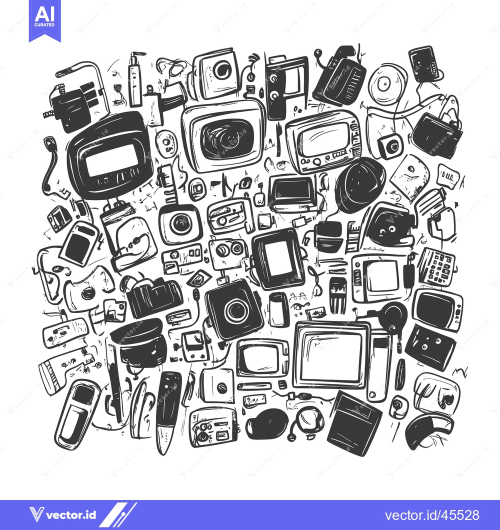 Premium Vector dari Hand-drawn Illustration of Assorted Electronic Devices