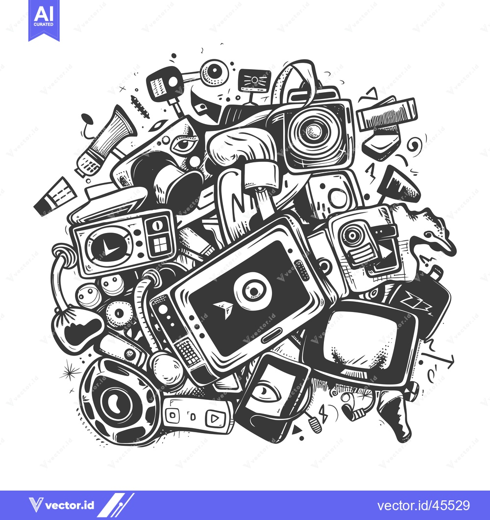 Premium Vector dari Hand-Drawn Illustration of Assorted Electronics