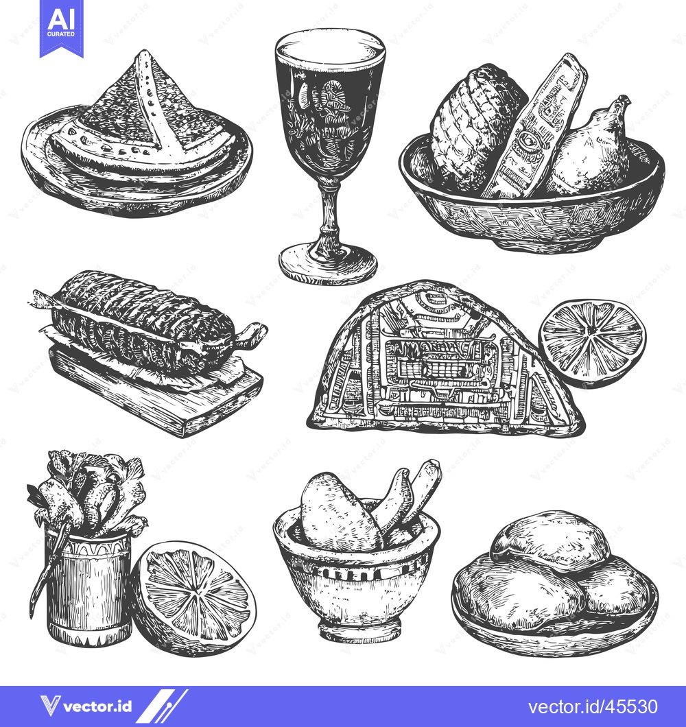 Premium Vector dari Hand-Drawn Illustration of Assorted Foods and Drinks