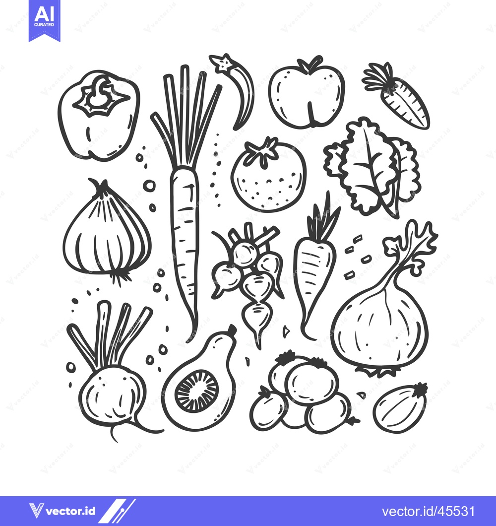 Premium Vector dari Hand-Drawn Illustration of Assorted Vegetables and Fruits