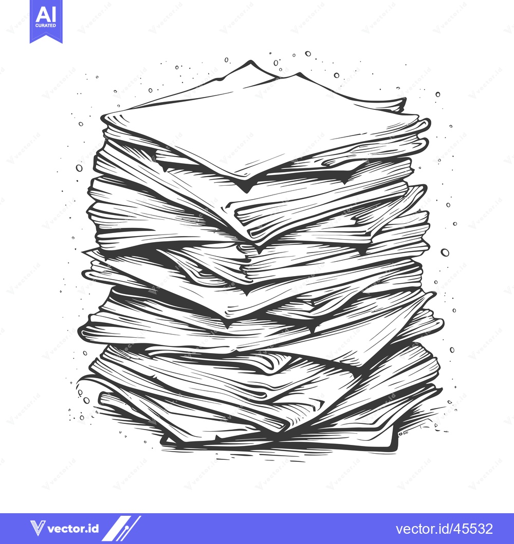 Premium Vector dari Hand-Drawn Illustration of a Stacked Pile of Papers
