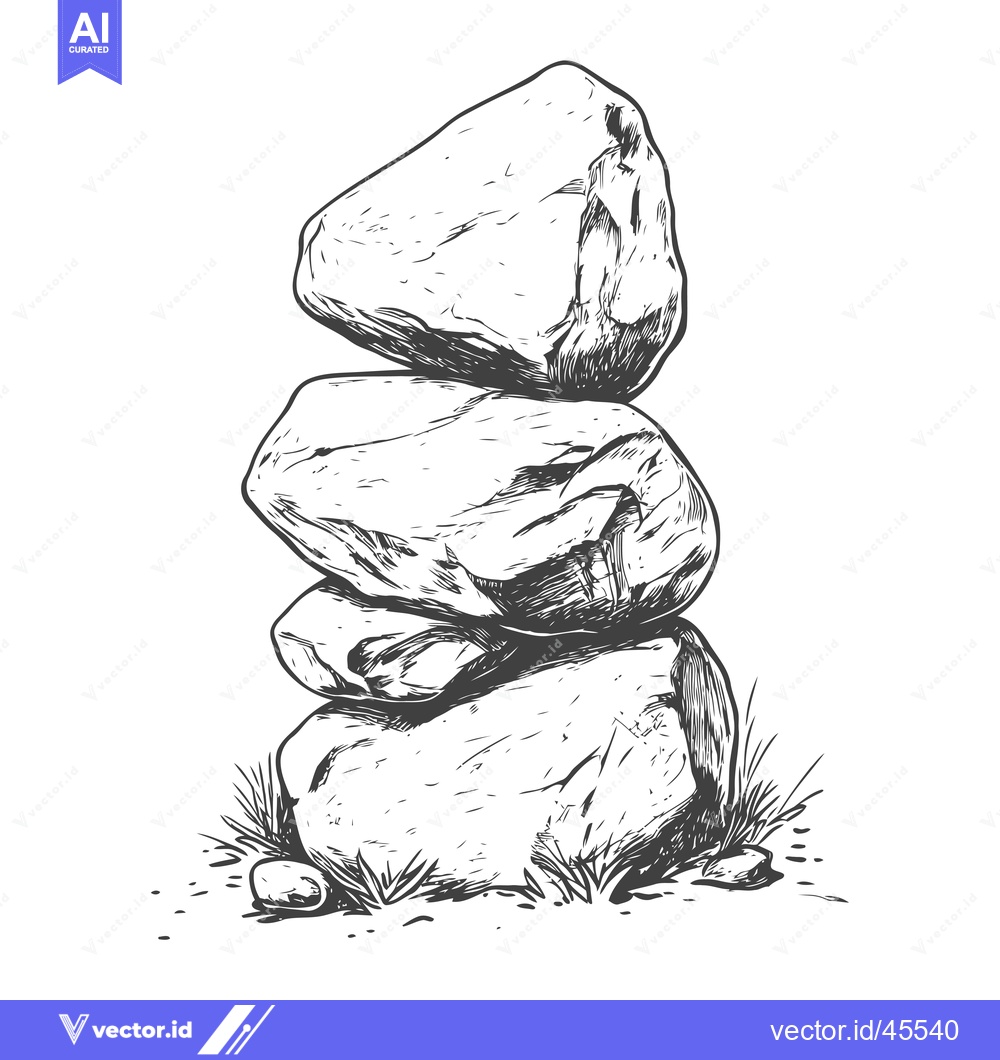Premium Vector dari Hand-Drawn Illustration of a Stack of Rocks in Grass