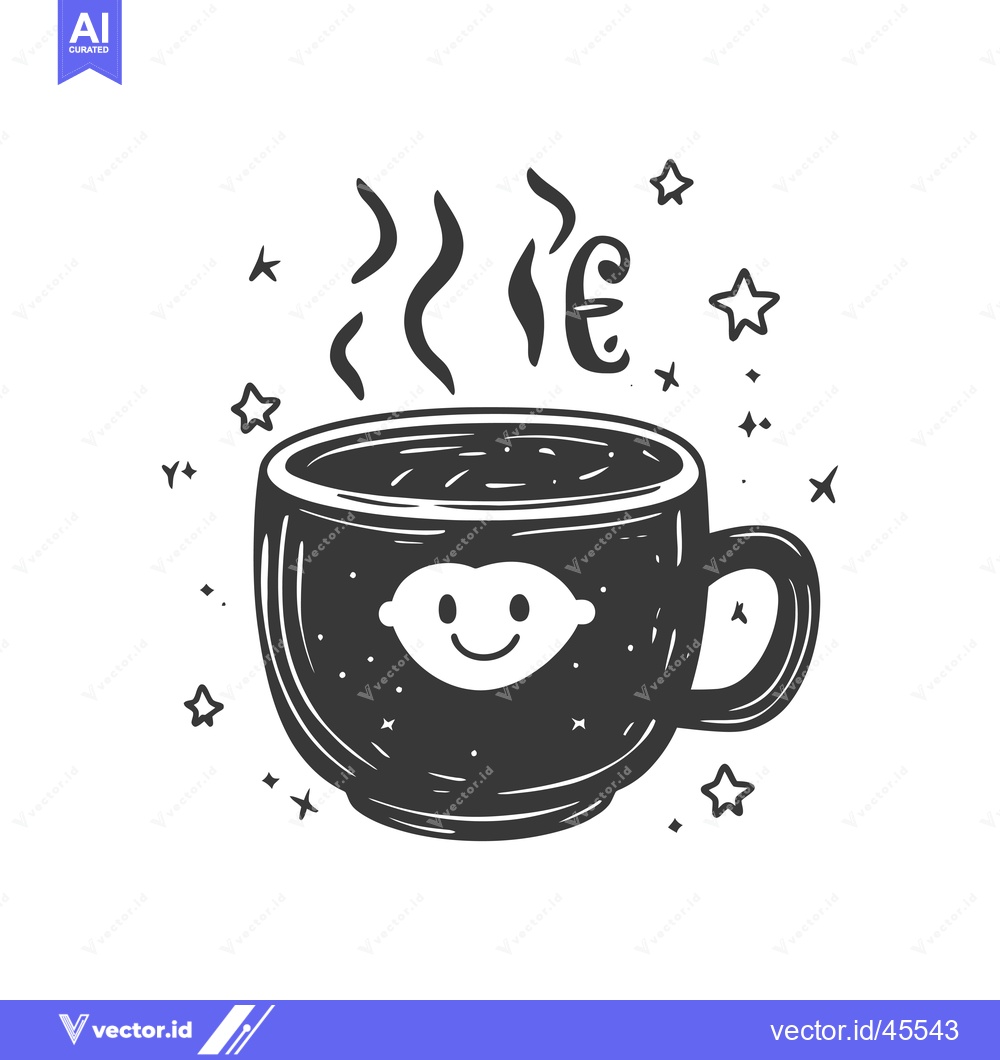 Premium Vector dari Hand-Drawn Illustration of a Steaming Cup with a Smiling Lemon Inside