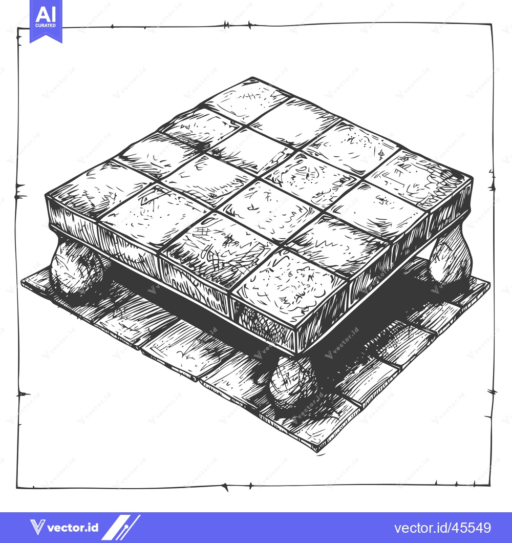 Premium Vector of Hand-Drawn Illustration of a Stone Checkerboard Table with Rounded Leg