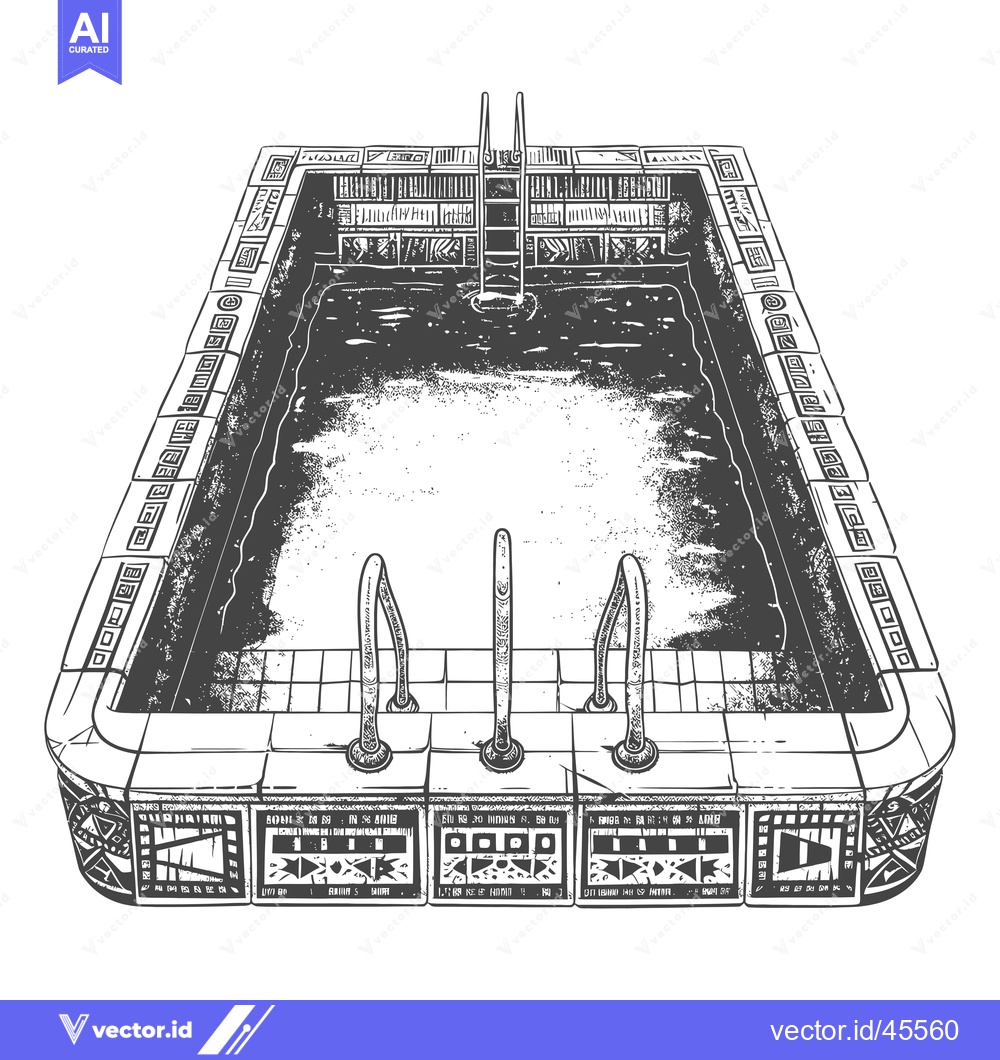 Premium Vector dari Hand-Drawn Illustration of a Swimming Pool with Ladders and Decorative