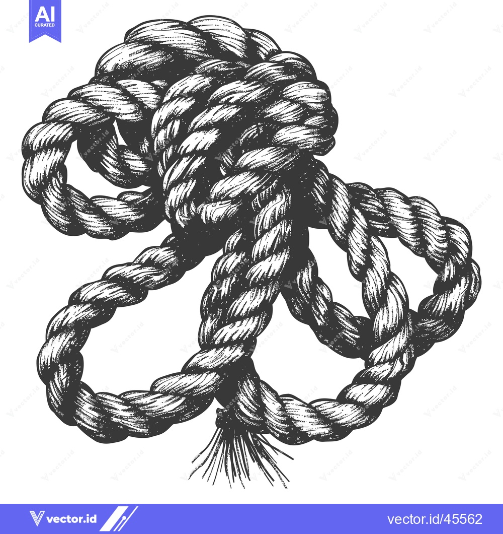 Premium Vector of Hand-Drawn Illustration of a Thick Rope Knot