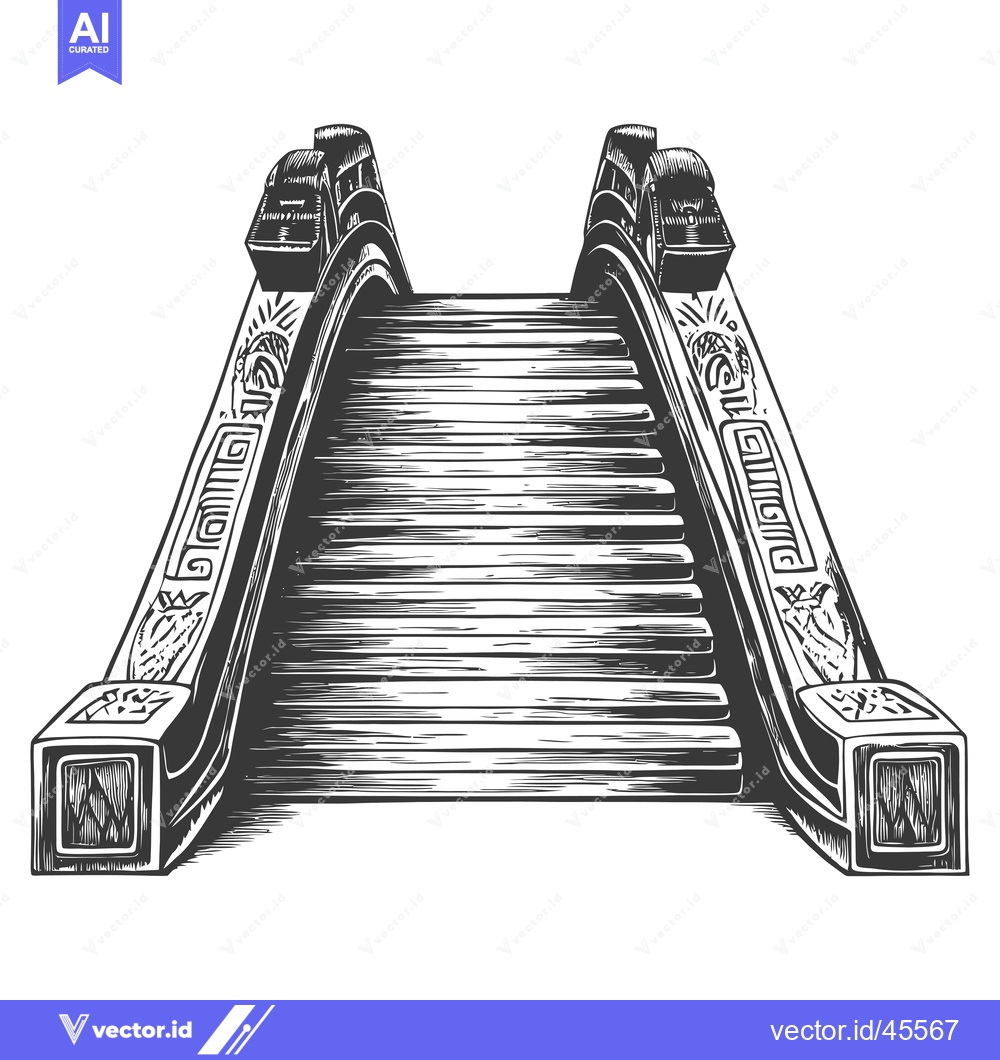 Premium Vector dari Hand-drawn illustration of a traditional arched bridge with ornate car