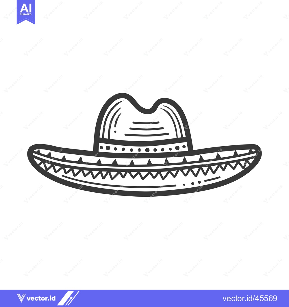 Premium Vector of Hand-Drawn Illustration of a Traditional Mexican Sombrero