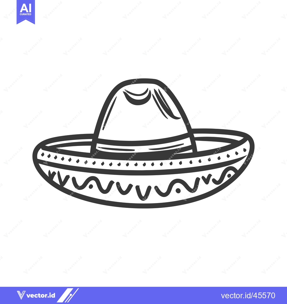 Premium Vector dari Hand-Drawn Illustration of a Traditional Mexican Sombrero Hat
