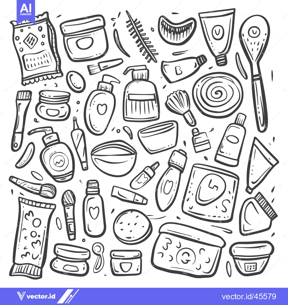 Premium Vector of Hand-Drawn Illustration of a Variety of Beauty and Skincare Products