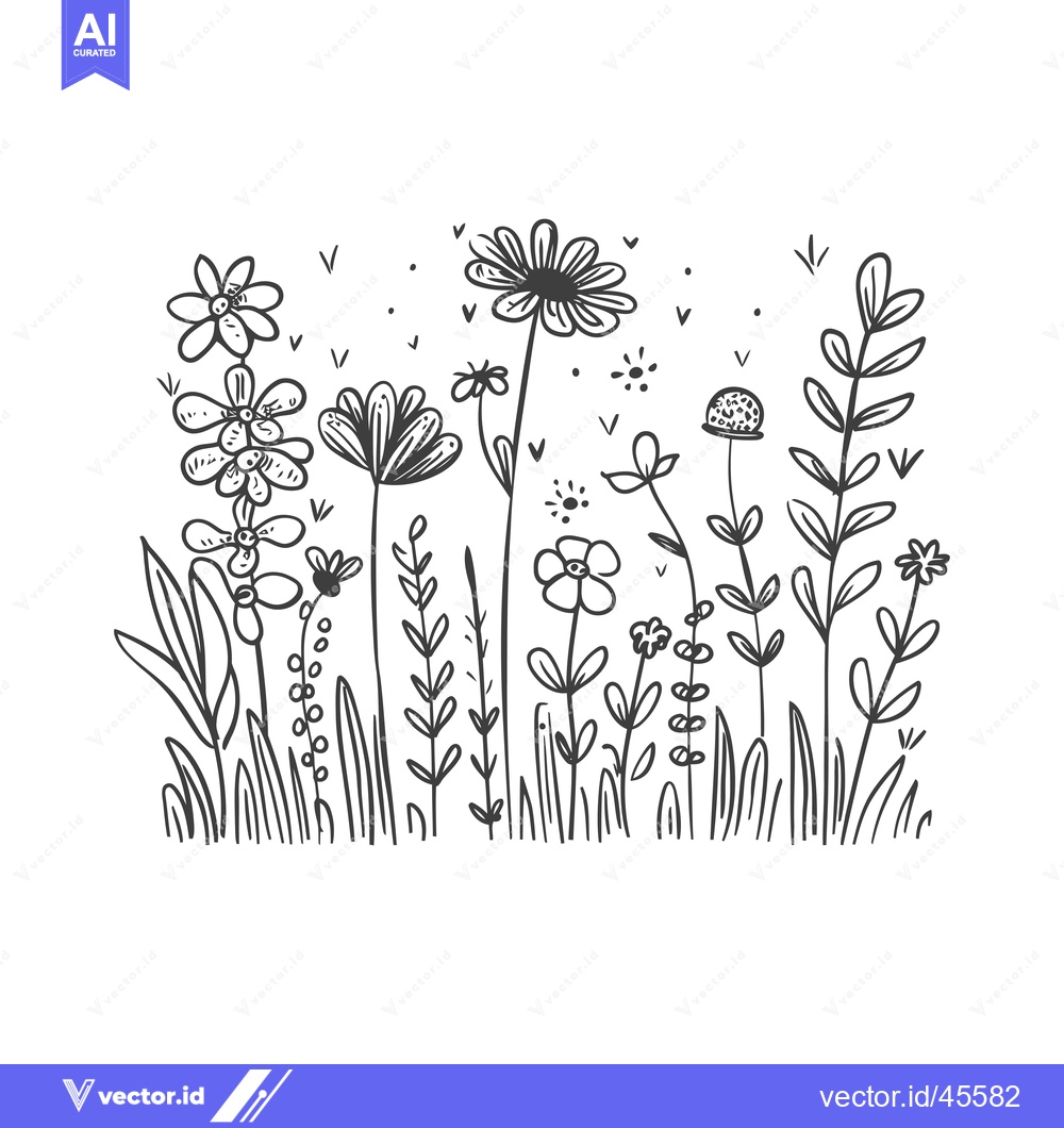 Premium Vector dari Hand-drawn illustration of a variety of wildflowers in a field