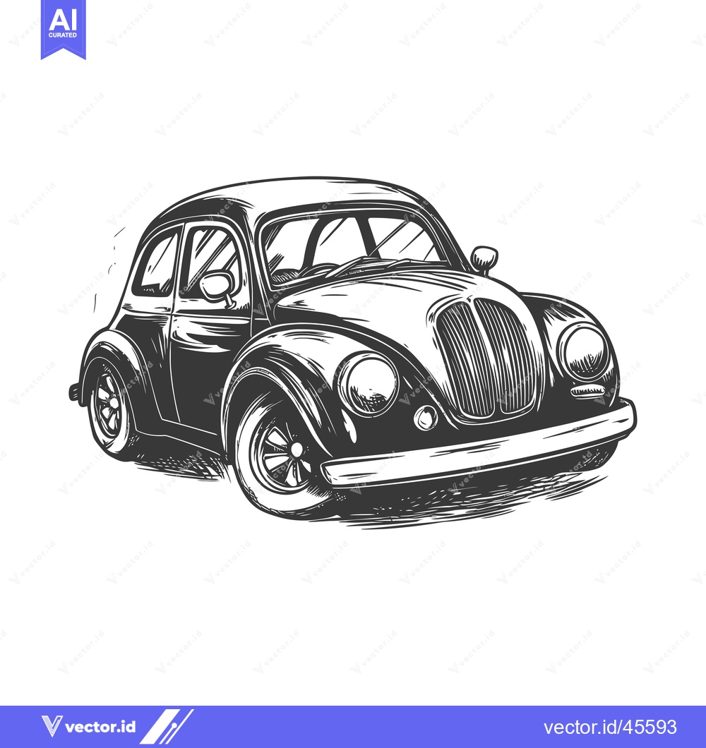 Premium Vector of Hand-Drawn Illustration of a Vintage Car