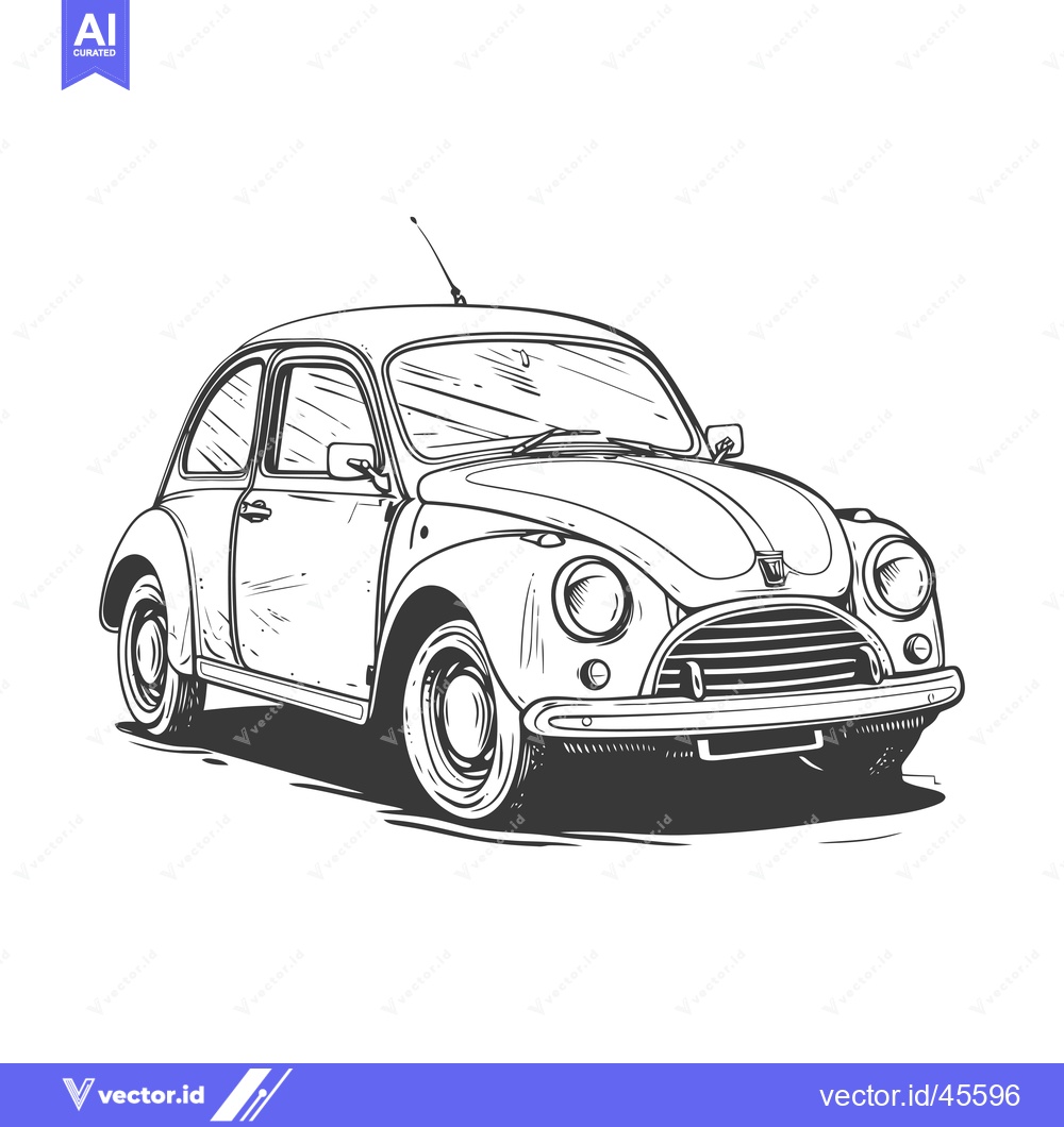 Premium Vector dari Hand-drawn illustration of a vintage car with a classic design
