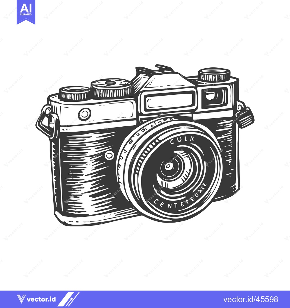 Premium Vector of Hand-Drawn Illustration of a Vintage Film Camera