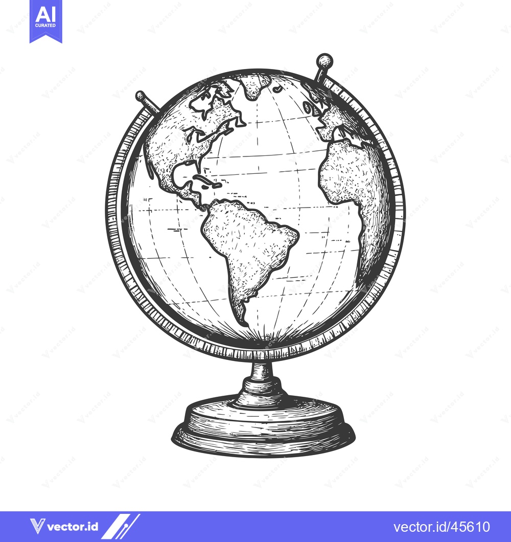 Premium Vector dari Hand-drawn illustration of a vintage terrestrial globe