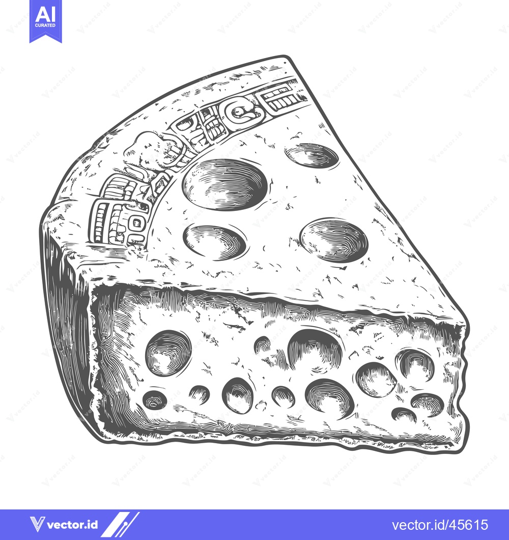 Premium Vector dari Hand-drawn illustration of a wedge of Emmental cheese