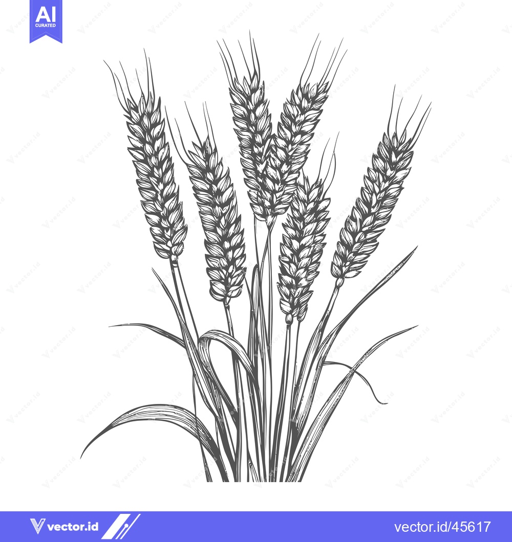 Premium Vector dari Hand-Drawn Illustration of a Wheat Sheaf with Six Stalks