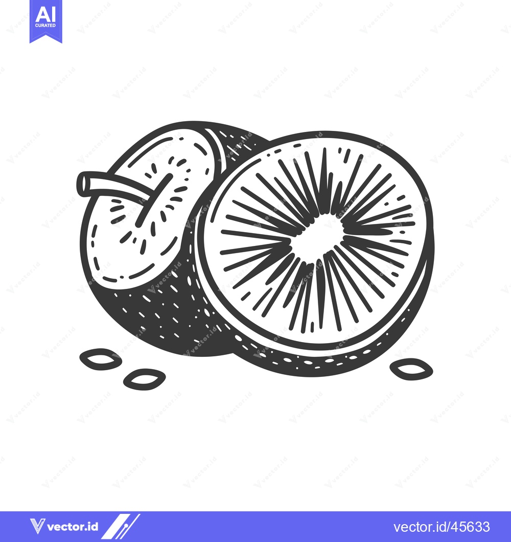 Premium Vector dari Hand-Drawn Illustration of a Whole and Sliced Kiwi Fruit with Seeds