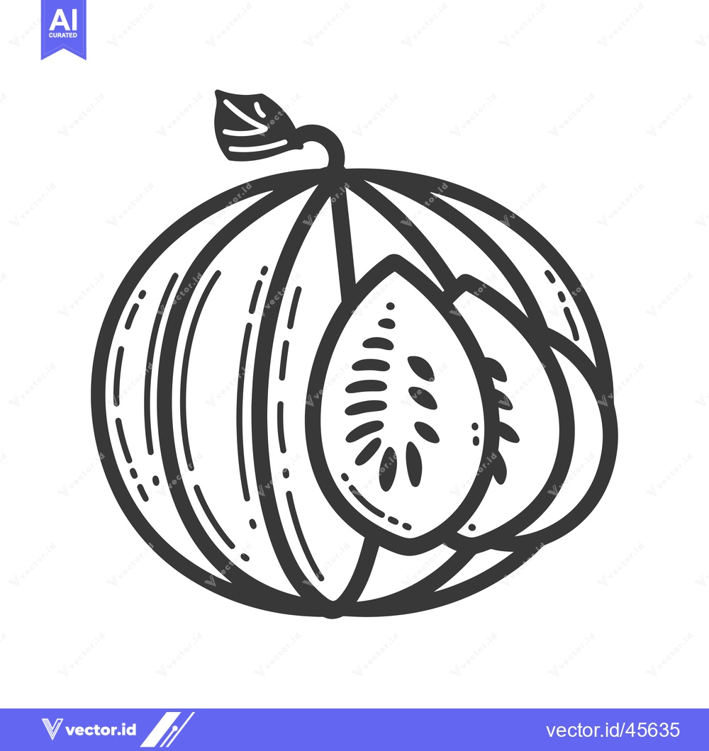 Premium Vector of Hand-drawn Illustration of a Whole and Sliced Watermelon