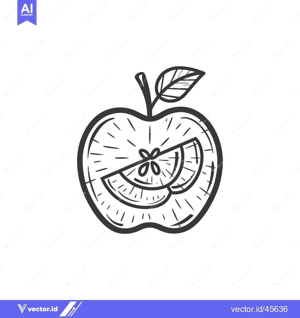 Premium Vector dari Hand-drawn illustration of a whole apple with a slice cut out