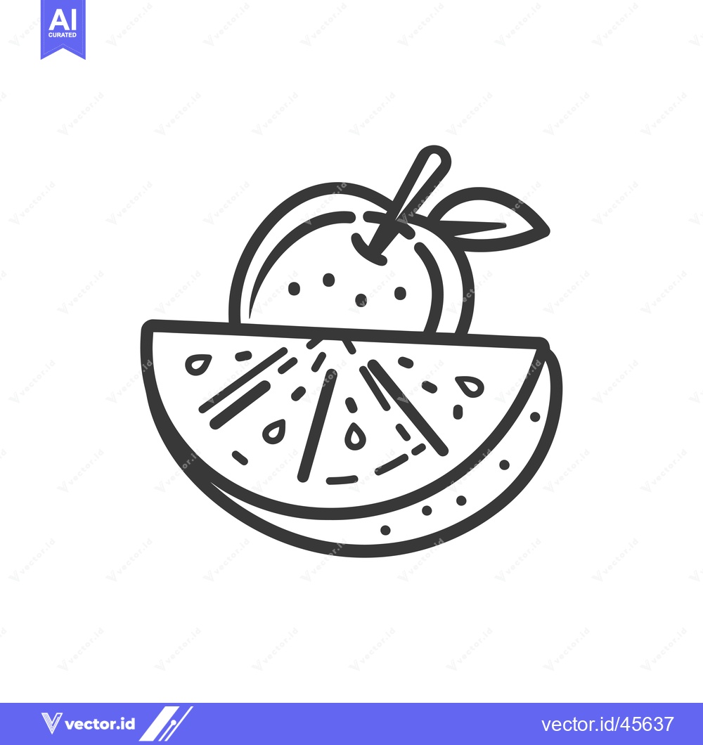 Premium Vector of Hand-drawn illustration of a whole orange and a slice