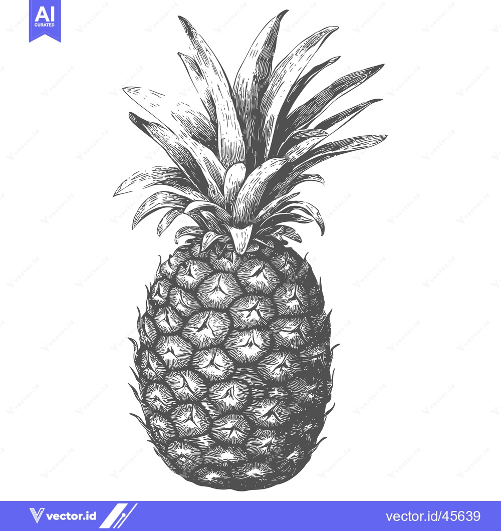 Premium Vector dari Hand-Drawn Illustration of a Whole Pineapple