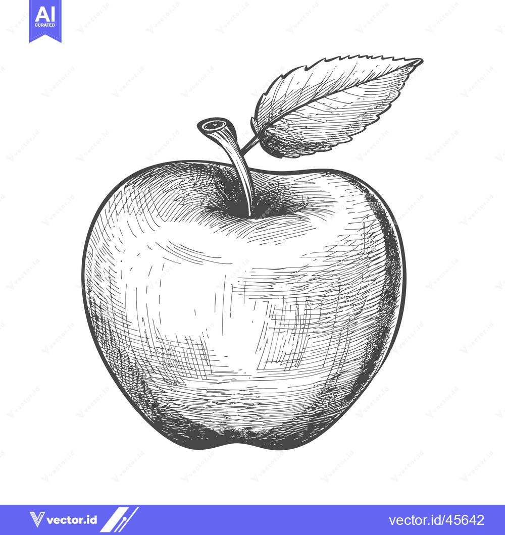 Premium Vector dari Hand-drawn illustration of a whole red apple with a leaf